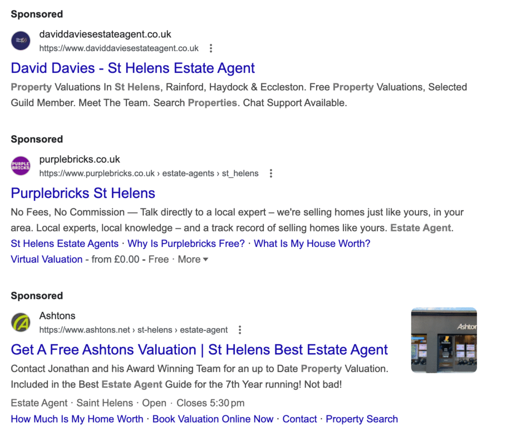 example of sponsored post results in SERPs