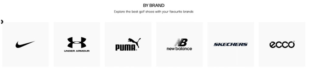 Example of how Clarkes Golf breaks down products by category to optimise product pages on Shopify for SEO