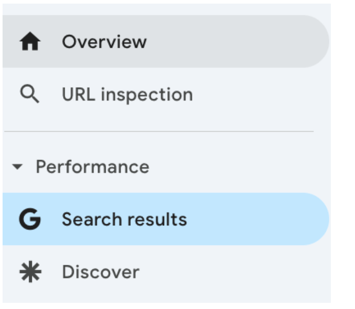 Example of the search results tab in Google Search Console
