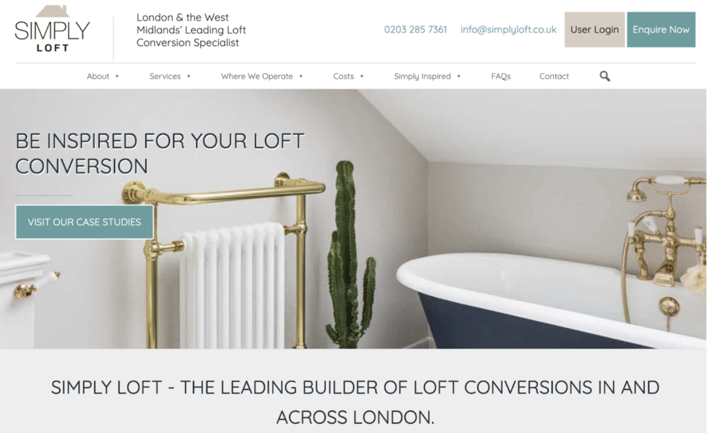 An example of an SEO landing page for loft conversion London