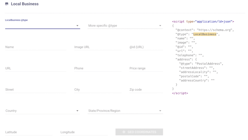 example of local business schema generator