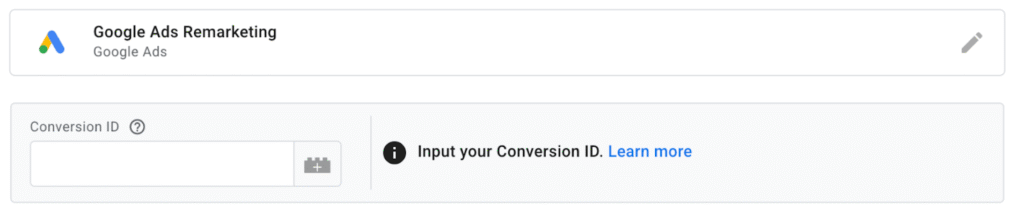 creating conversion ID in google tag manager for ads